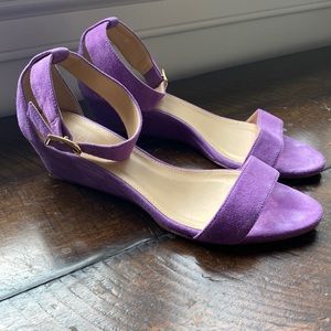 J. Crew Purple Suede Wedge Heels